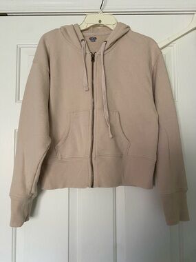 aerie Light Beige Zip-Up Hoodie Jacket
